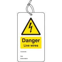 Danger - Live Wires - Double Sided Safety Tag (Pack of 10)