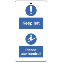 10 x Keep to the Left & Use the Handrail - Double Sided Safety Tags