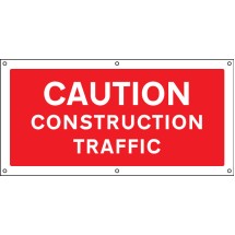 Caution - Construction Traffic - Banner with Eyelets