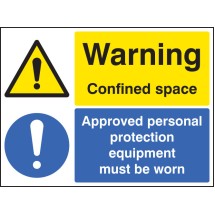 Warning - Confined Space Approved PPE Must be Worn