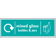 WRAP Recycling Sign - Mixed Glass Bottles & Jars