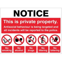 Notice This is Private Property Antisocial Behaviour is Being Targeted