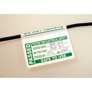Roll of 100 PAT Test Cable Wrap Labels - Passed - 75 x 50mm